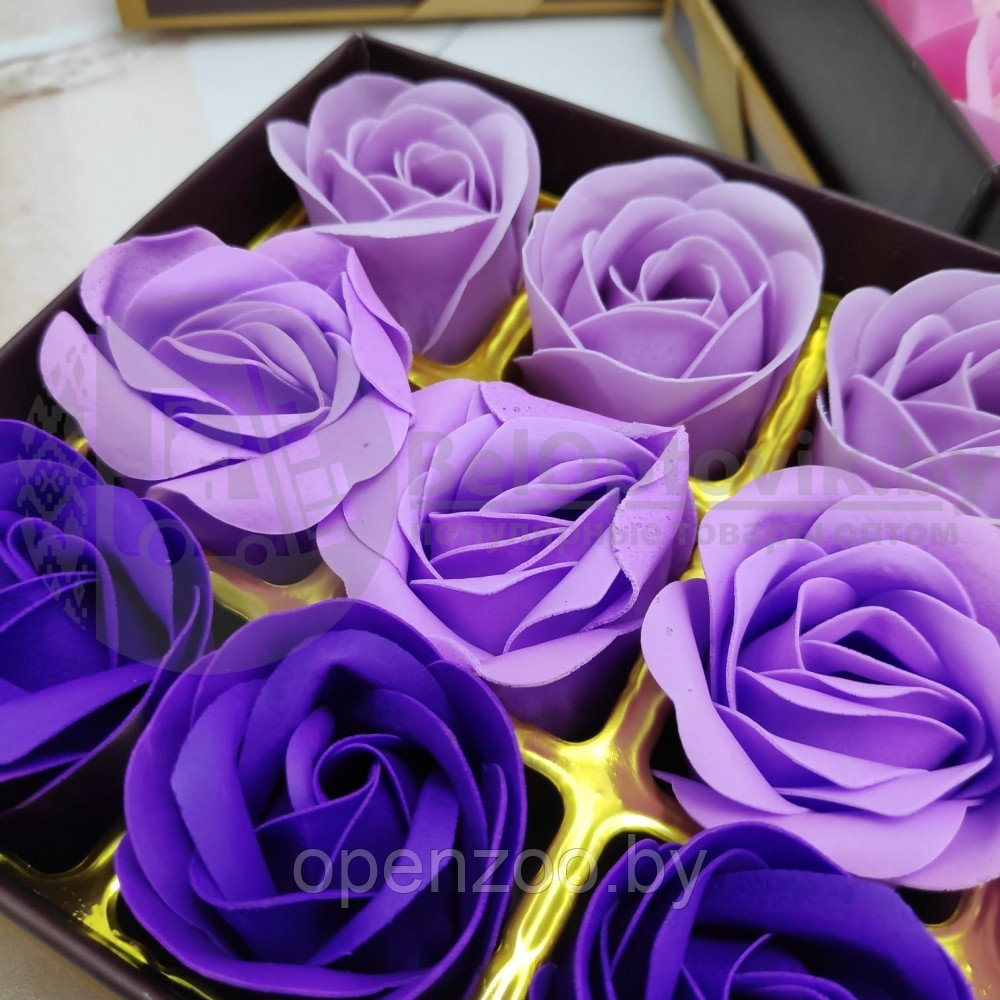 Подарочный набор 12 мыльных роз Мишка Фиолетовые оттенки - фото 9 - id-p207594741