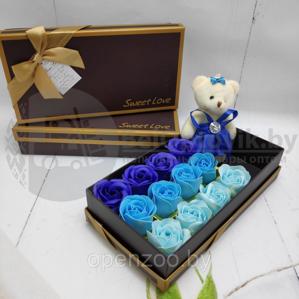 Подарочный набор 12 мыльных роз Мишка Фиолетовые оттенки - фото 10 - id-p207594741