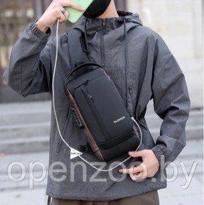 Сумка - рюкзак через плечо Fashion с кодовым замком и USB / Сумка слинг / Кросc-боди барсетка Черная с - фото 1 - id-p207593337