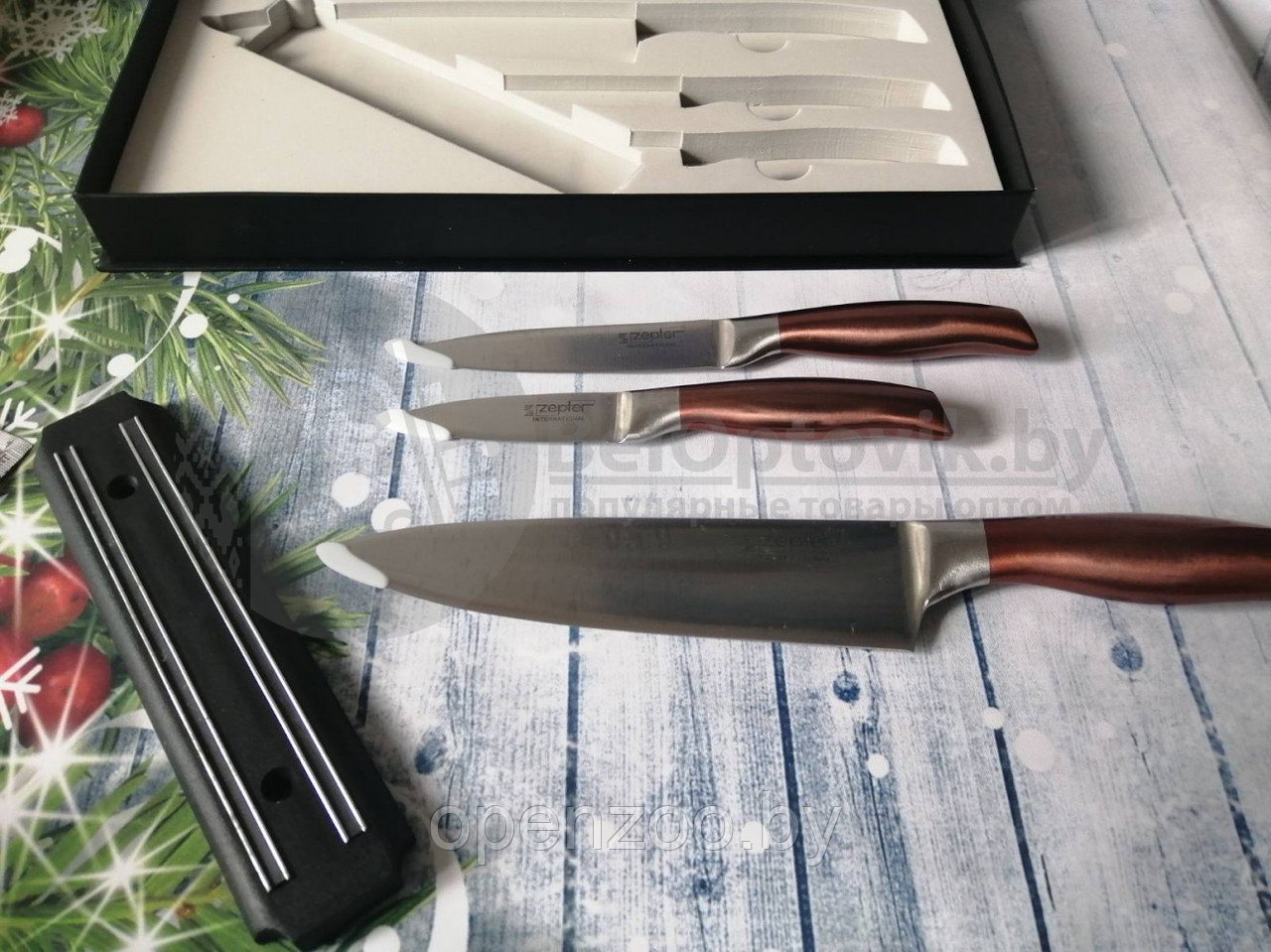 Набор кухонных ножей Zepter Knife Set 3 предмета, магнитная доска - фото 4 - id-p207595852