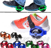 Ролики на обувь светящиеся (ролики на пятку) с подсветкой колес Small Whirlwind Pulley (безразмерные) Зеленые