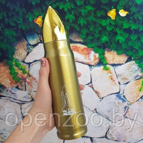Термос в форме пули No Name Bullet Vacuum Flask, 500 мл Золотой корпус - фото 1 - id-p207595867