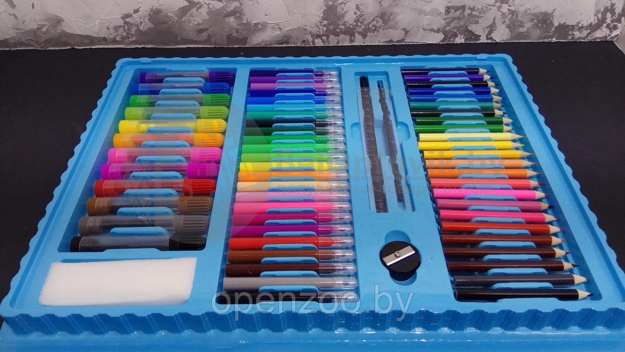 Набор для рисования (творчества) в чемоданчике The Best Gift For Kids с мольбертом, 176 предметов Голубой - фото 4 - id-p207596668