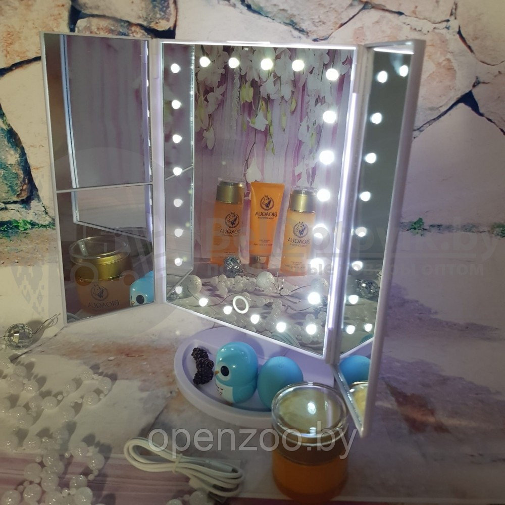 НОВИНКА Зеркало Superstar Magnifying Mirror для макияжа с LED-подсветкой Черное - фото 2 - id-p207595868