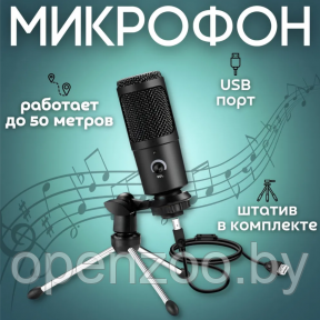 Микрофон динамический с мини-штативным стендом для ноутбуков или ПК Condenser Microphone. Штатив U8 192 кГц - фото 1 - id-p207593395