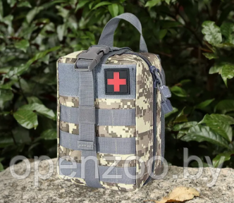 Тактическая сумка - аптечка укомплектованная 32 предмета / дорожный подсумок - аптечка для выживания / серая - фото 1 - id-p207593417