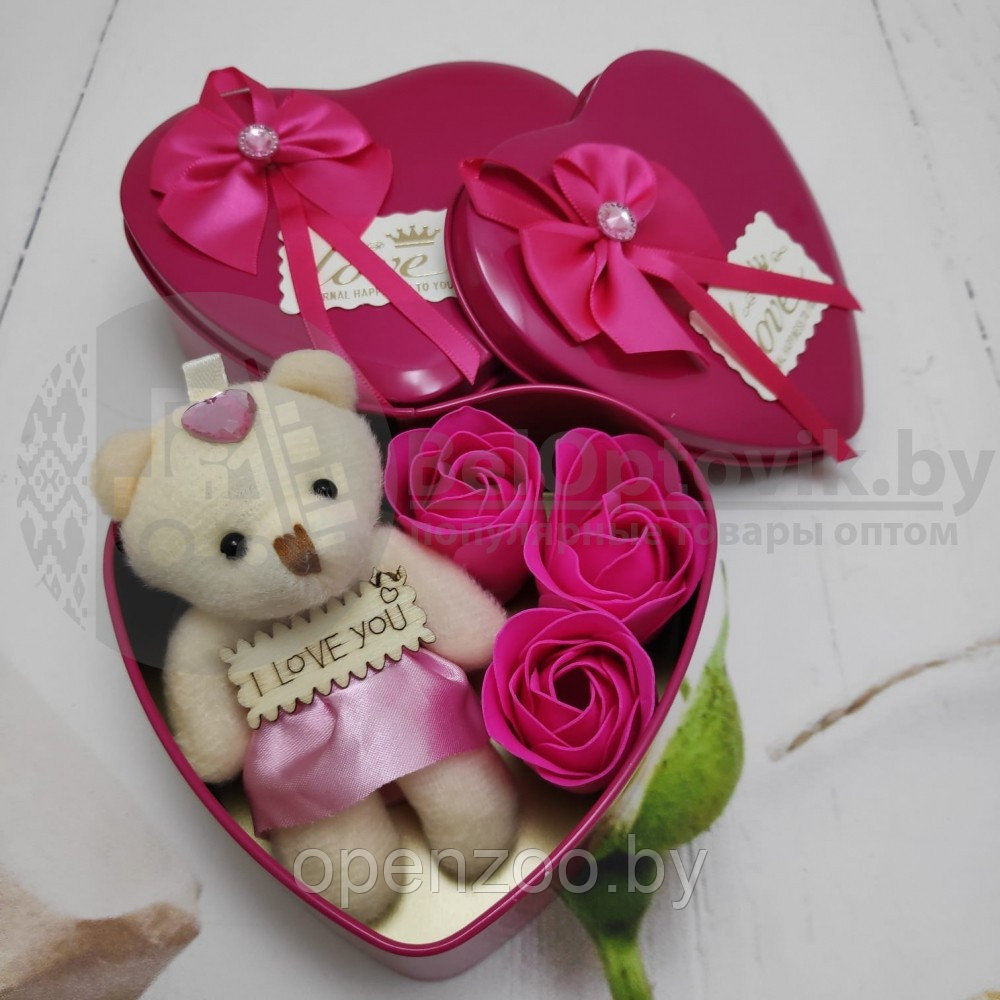 Подарочный набор мыло Роза и Мишка в ассортименте Розовый - фото 4 - id-p207594773