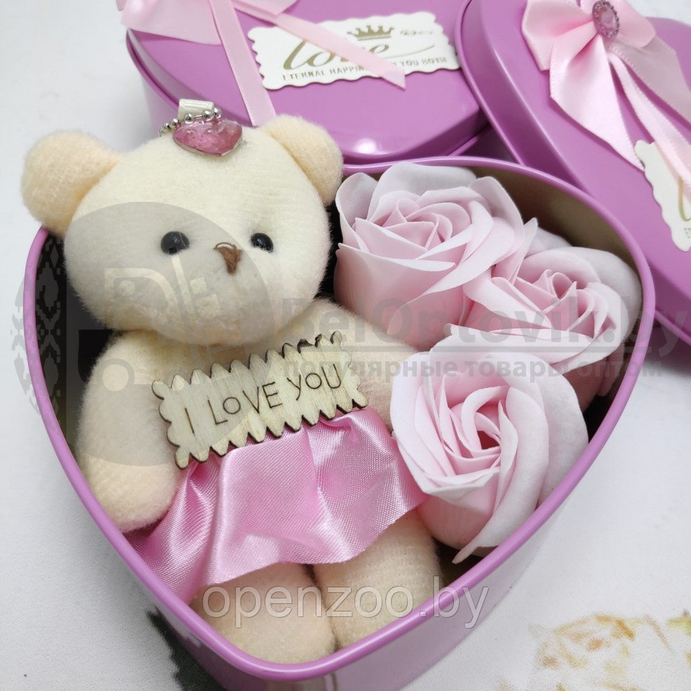 Подарочный набор мыло Роза и Мишка в ассортименте Розовый - фото 9 - id-p207594773