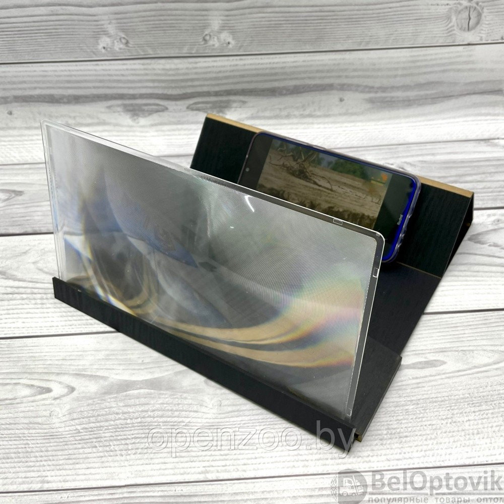 Увеличитель экрана для телефона 3D Video Amplifier (деревянная складная подставка) Черный - фото 6 - id-p175028394