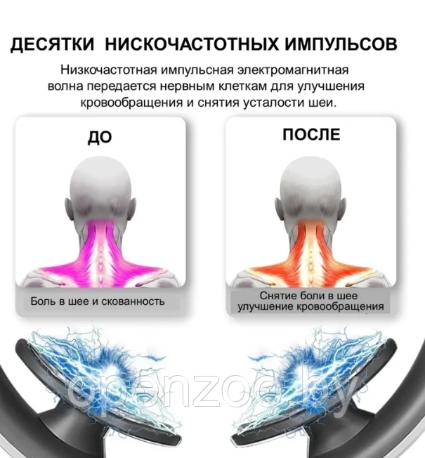 Электроимпульсный массажер для шеи Smart Neck Massager JT-66 (6 массажных головок, 15 режимов интенсивности) / - фото 10 - id-p207593474