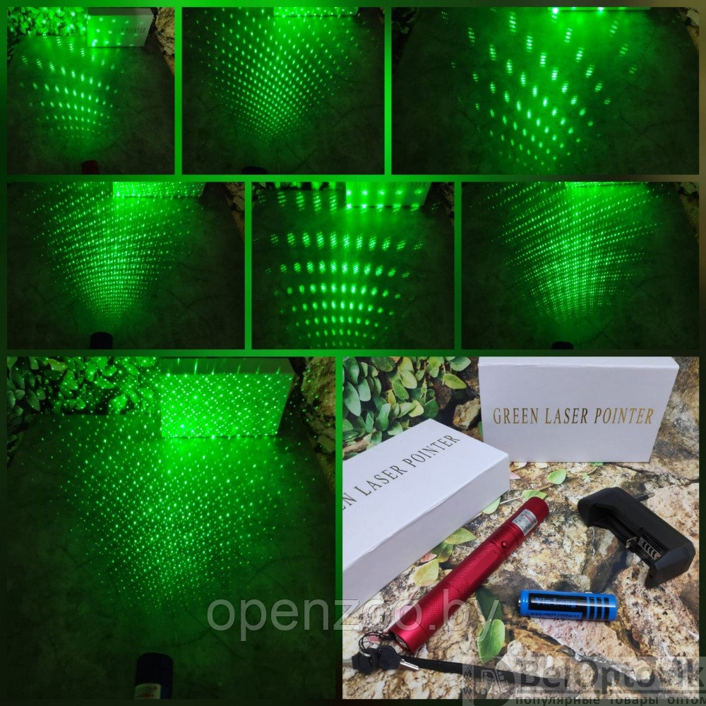Лазерная указка Green Laser Pointer 303 с ключом Огонь 303, черный корпус - фото 10 - id-p175028395
