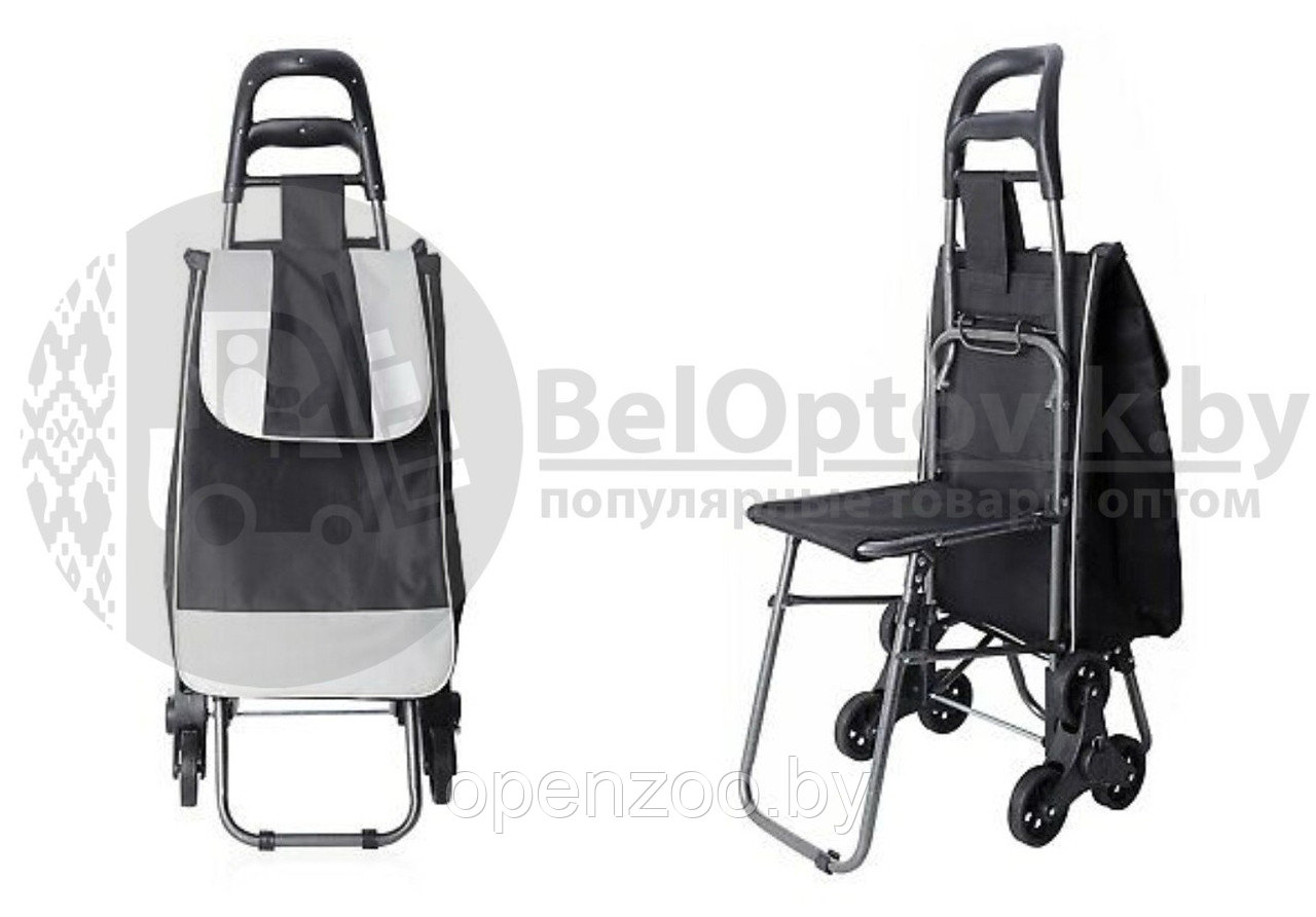 Сумка-тележка хозяйственная с тройными колесами со стульчиком (до 80кг) для покупок. Легко катить по прямой - фото 4 - id-p207595261