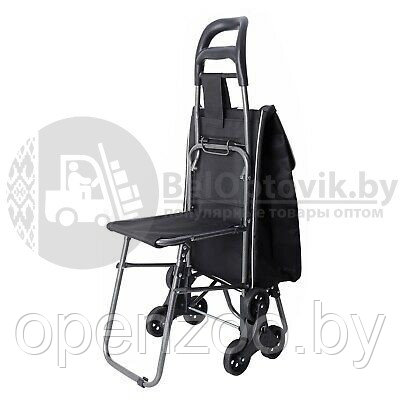 Сумка-тележка хозяйственная с тройными колесами со стульчиком (до 80кг) для покупок. Легко катить по прямой - фото 7 - id-p207595261