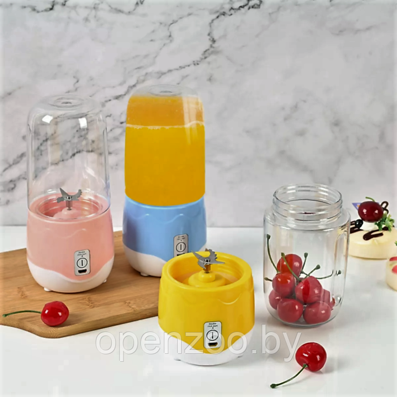 Портативный мини блендер для смузи и коктейлей Portable Juice Blender DM-888 ( емкость 400 ml) Розовый - фото 3 - id-p207593520