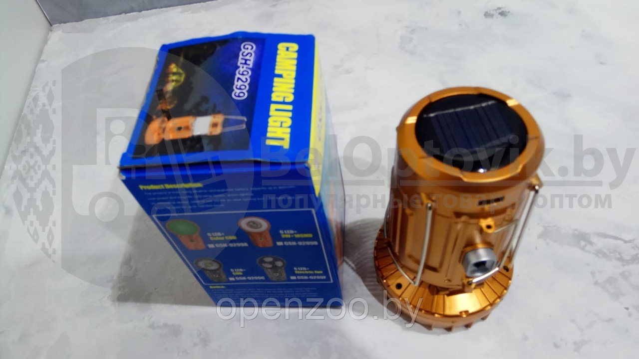Универсальный складной кемпинговый фонарь GSH 9299 с солнечной панелью. Чемпион Лучшее качество - фото 2 - id-p207596696