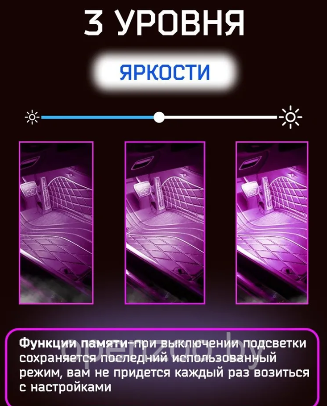 Универсальная светодиодная RGB led подсветка салона с контроллером и датчиком музыки для автомобиля Automobile - фото 4 - id-p207593529