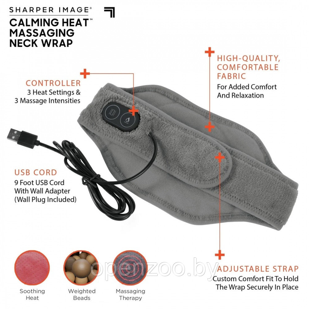 Массажер-грелка для шеи / массажный шарф CALM MASSAGING NECK WRAP (3 режима интенсивности, 3 режима нагрева, - фото 4 - id-p207593530