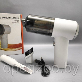 Портативный вакуумный мини пылесос для авто и дома 2 in 1 Vacuum Cleaner (2 насадки) Белый - фото 1 - id-p207593534