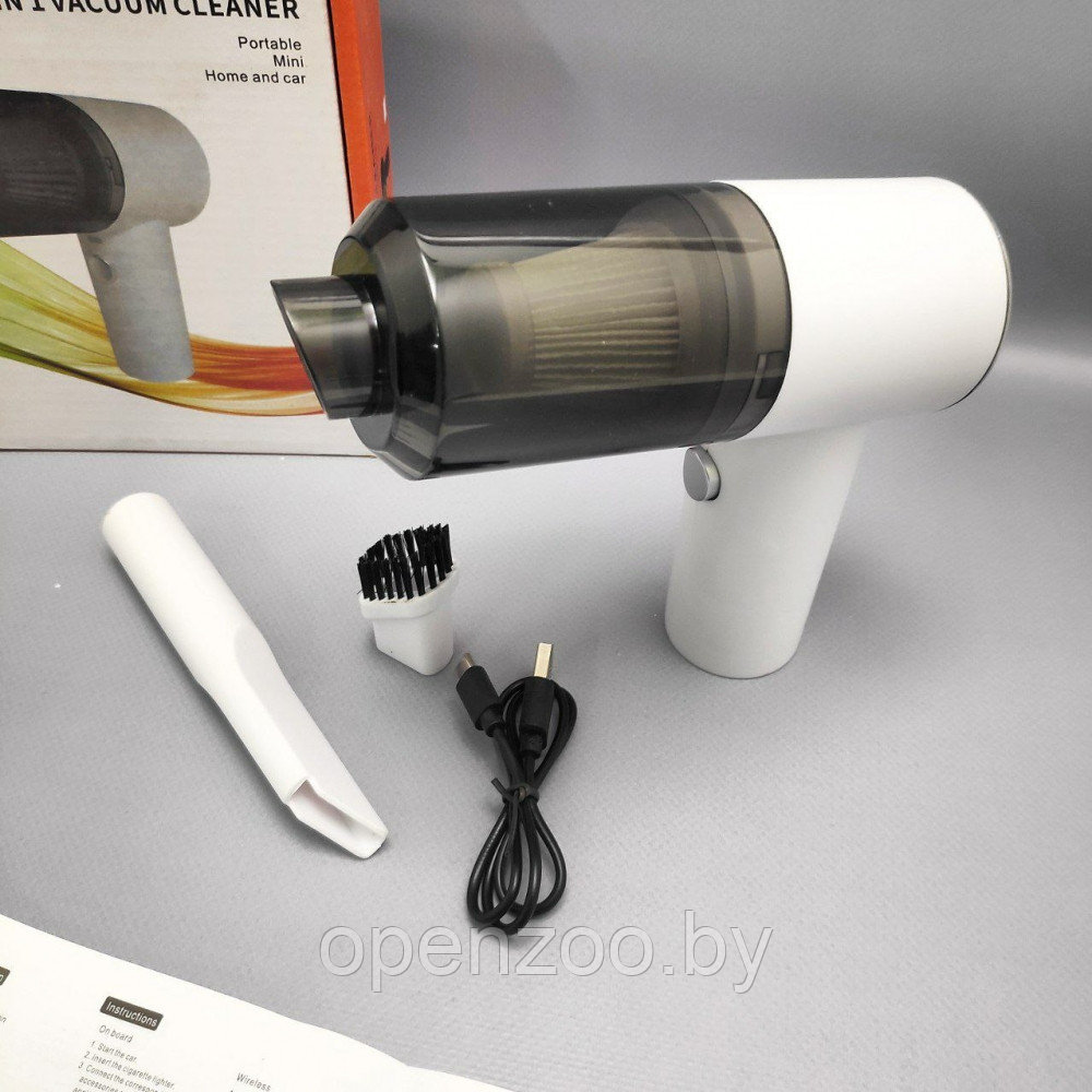 Портативный вакуумный мини пылесос для авто и дома 2 in 1 Vacuum Cleaner (2 насадки) Белый - фото 6 - id-p207593534