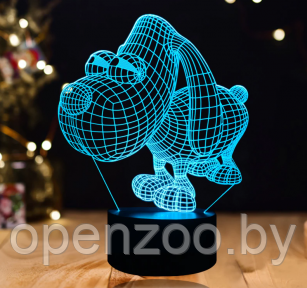 3 D Creative Desk Lamp (Настольная лампа голограмма 3Д, ночник) Собака - фото 1 - id-p207593907