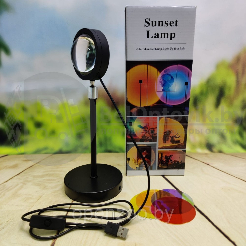 Светодиодный USB светильник с проекцией заката (лампа блогера) Sunset Lamp (4 режима). Цветной светильник - - фото 10 - id-p207594387