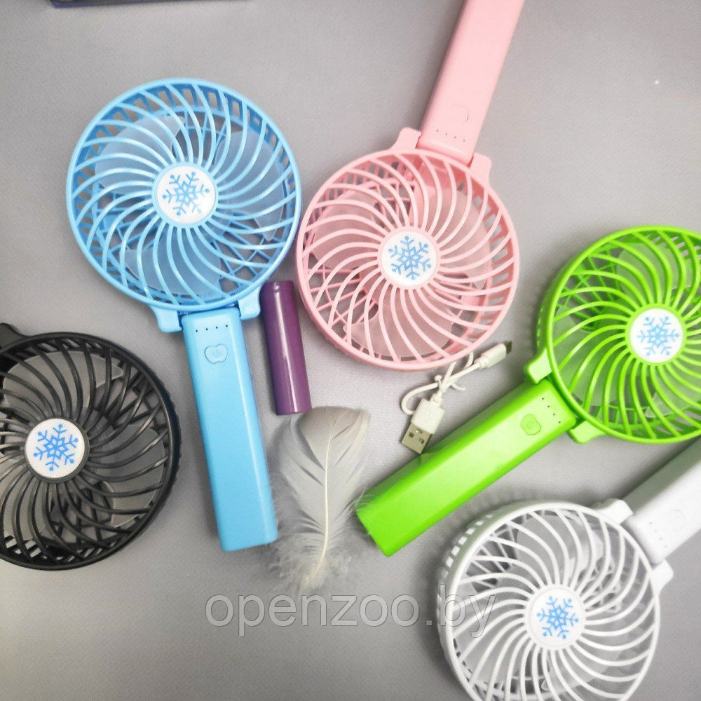 Портативный USB-вентилятор - мини Handy Fan Mini с фонариком / аккумуляторный / переносной Зеленый - фото 9 - id-p207593539