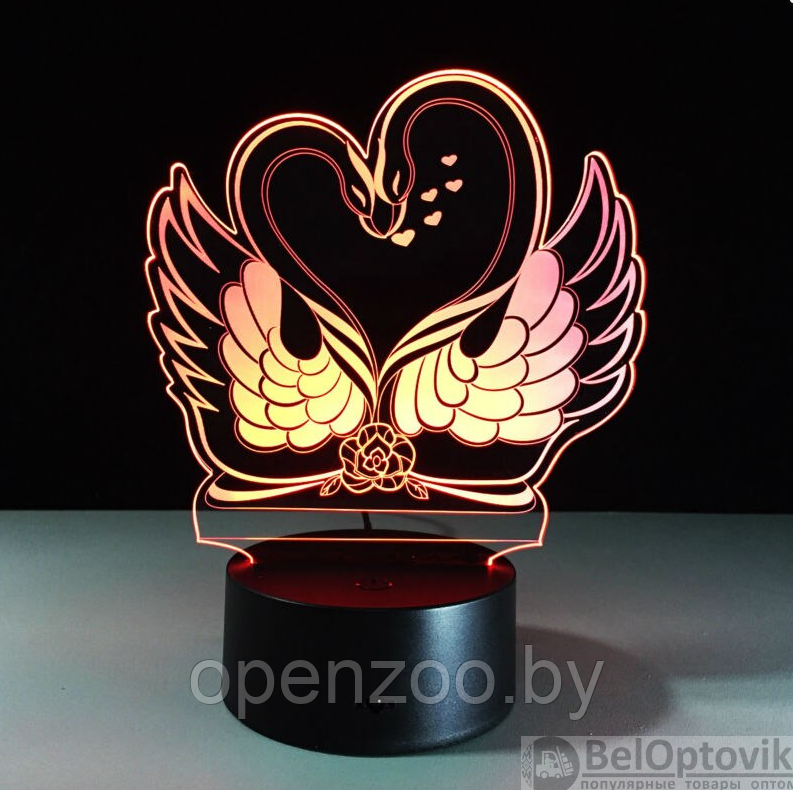 3 D Creative Desk Lamp (Настольная лампа голограмма 3Д, ночник) Мишка сердце Шар - фото 2 - id-p207593911