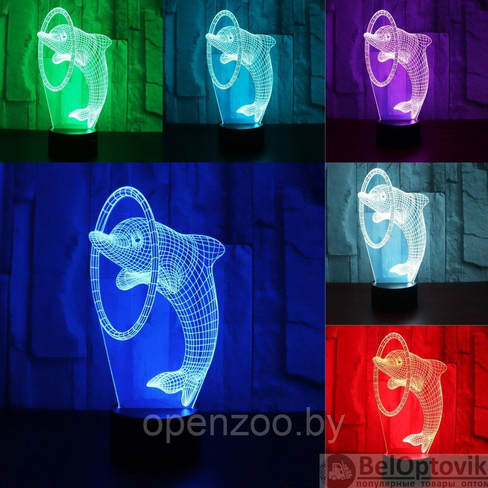 3 D Creative Desk Lamp (Настольная лампа голограмма 3Д, ночник) Мишка сердце Шар - фото 10 - id-p207593911