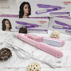 Керамический стайлер Плойка-гофре 3,0 см шир. для укладки волос NOVA SX-8006 Гофре Розовая