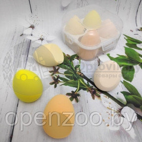 Набор спонжей для макияжа (4 штуки в пластиковом боксе) Желтые оттенки - фото 1 - id-p207594883