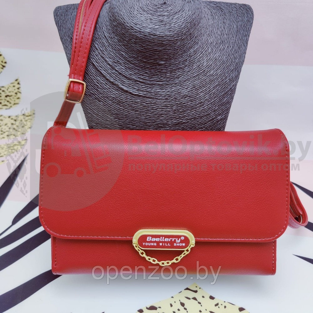 Женская сумочка - портмоне N8606 с плечевым ремнем Baellerry Young Will Show Красная Crimson - фото 9 - id-p207594438