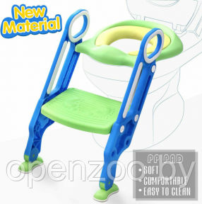 Детское сиденье накладка на унитаз с лестницей Potty Training Seat/ мягкое сидение Синий - фото 1 - id-p207594445