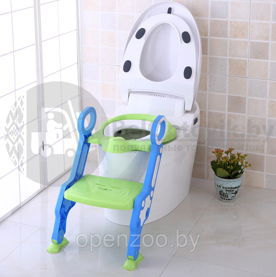 Детское сиденье накладка на унитаз с лестницей Potty Training Seat/ мягкое сидение Синий - фото 7 - id-p207594445