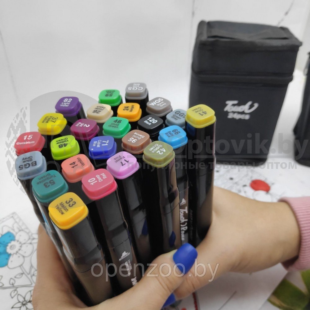 Маркеры - фломастеры для скетчинга Touch NEW, набор 24 цвета (двухсторонние) - фото 3 - id-p207594895
