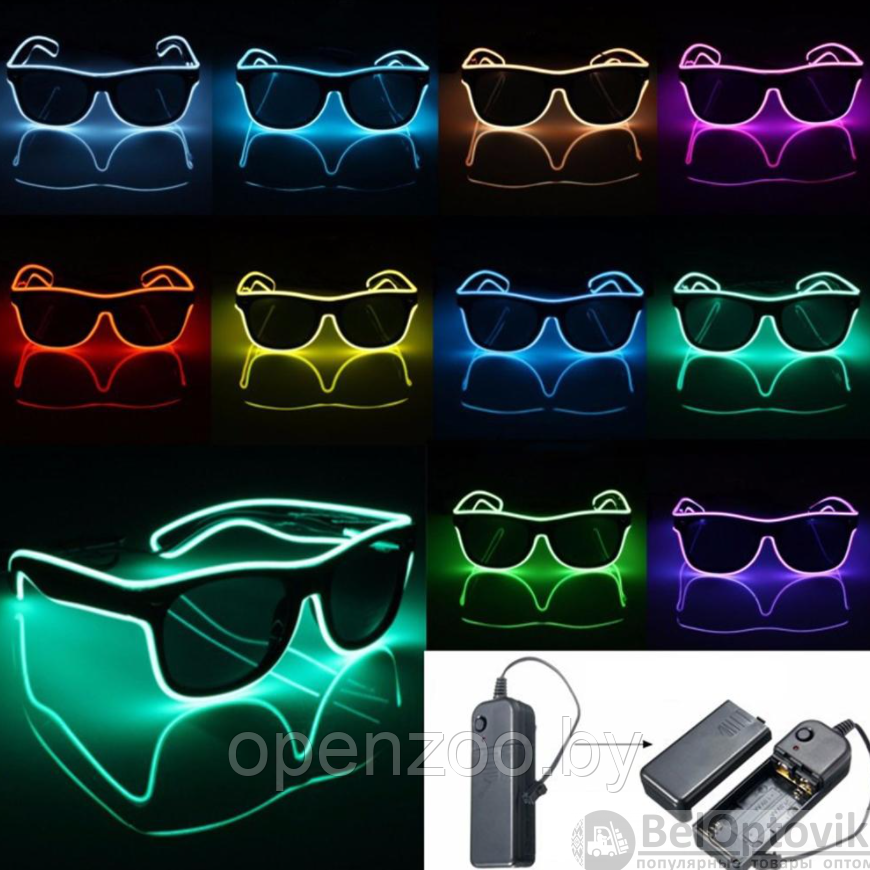 Очки для вечеринок с подсветкой PATYBOOM (три режима подсветки) Фиолетовые - фото 2 - id-p207593935