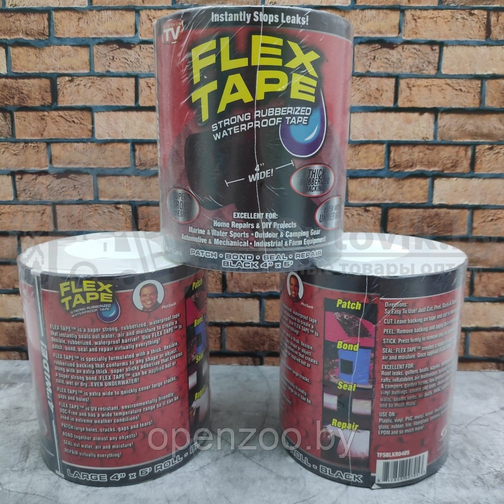 Изолента Супер Фикс водонепроницаемая, суперклейкая (маленькая) Flex Tape Флекс тайп 10.20 х 150 см, 4 дюйма - фото 4 - id-p207594463