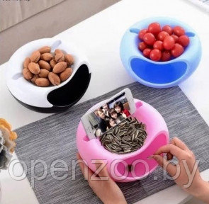 Двойная тарелка для снеков (семечек) и подставка для телефона (3 в 1) Creative Fashionable Fruit Platter - фото 1 - id-p207596777