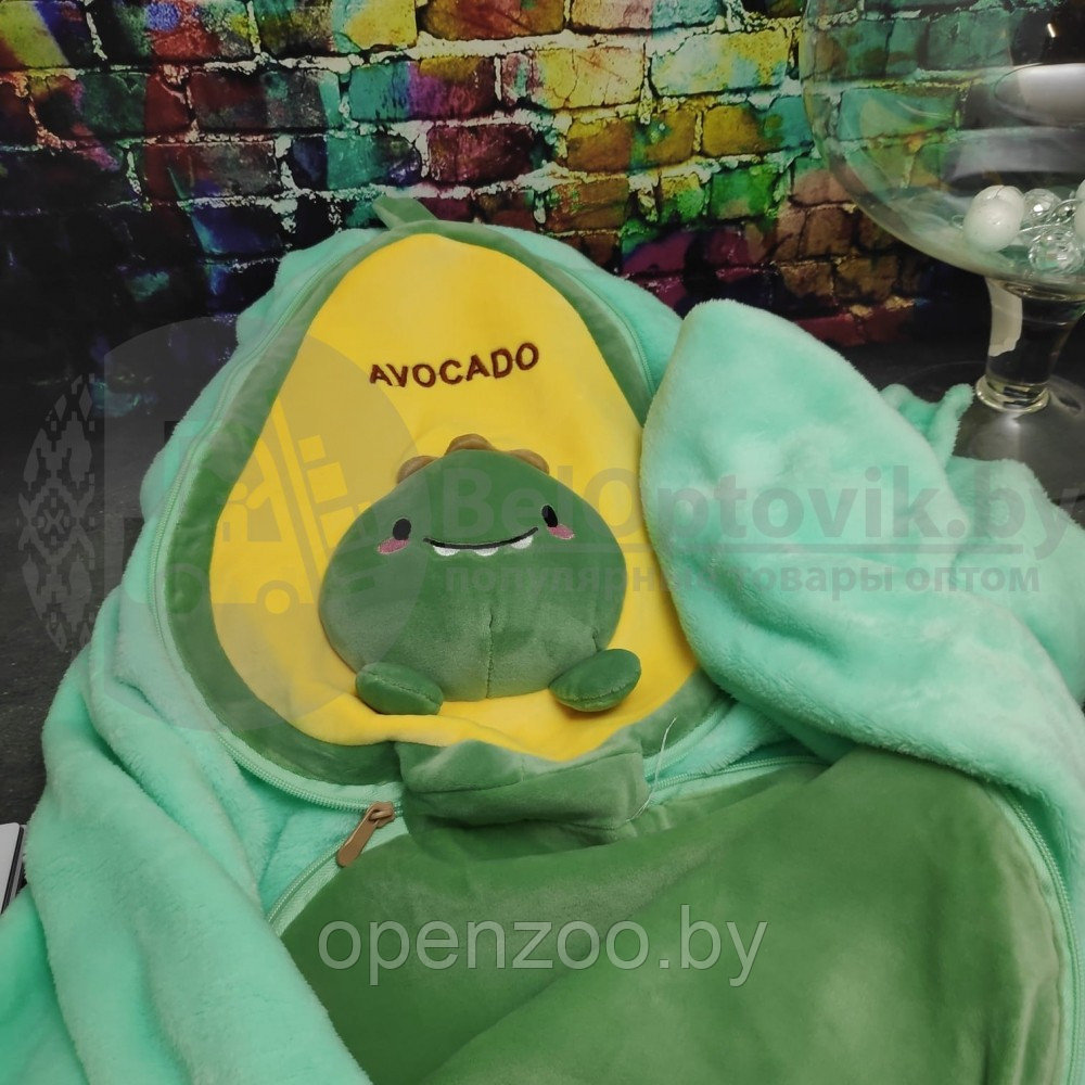 Авокадо 3 в 1: мягкая игрушка - подушка - плед (покрывало) 160х120 см. Не оторваться Диназаврик - фото 9 - id-p207594936