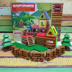 Магнитный конструктор Magformers Log House Set Бревенчатый дом, 40 деталей - фото 1 - id-p207595998