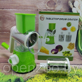 Распродажа Мультислайсер для овощей и фруктов 3 в 1 (Ручная терка овощерезка) Tabletop Drum Grater, зеленый - фото 1 - id-p207596812