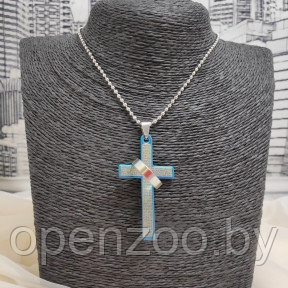 Кулон-подвеска Крест с кольцом на цепочке Синий - фото 1 - id-p207594964