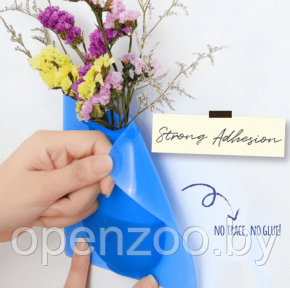 Настенная силиконовая ваза для цветов Magic Vase, многоразовая (без клея, гипоаллергенный материал) Синяя - фото 1 - id-p207594522