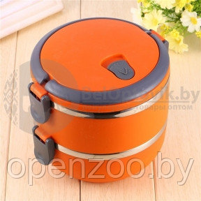 Ланч бокс многоярусный Lunch box Stainless Steel на 2 секции, 1.4л Оранжевый - фото 1 - id-p207596020