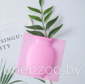 Настенная силиконовая ваза для цветов Magic Vase, многоразовая (без клея, гипоаллергенный материал) Розовая - фото 1 - id-p207594523