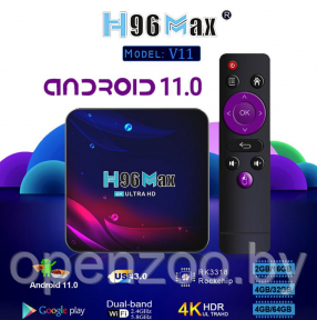 Телевизионная андроид приставка Smart TV H96 Max V11, Android 11, 4K HD, Youtube, Google Play 4G/32Gb Wi Fi c - фото 1 - id-p207593626