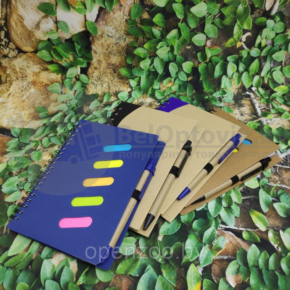 Набор канцелярский Волна: блокнот на спирали с ручкой, ECO (A5, 70 листов) Фиолетовый / дерево - фото 9 - id-p207594990