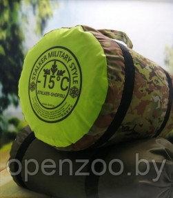 Спальный мешок с подголовником Stalker Military Style одеяло (22595, изософт, до -15С), РФ - фото 1 - id-p207594551