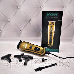 Триммер для стрижки волос, ухода за бородой и окантовкой VGR V-927 VOYAGER 4 насадки, LCD-дисплей