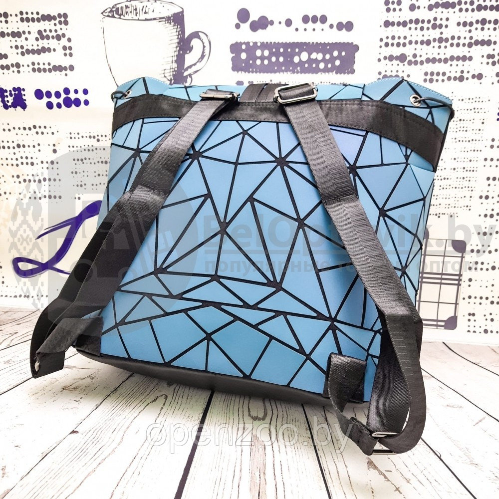 Светящийся неоновый рюкзак-сумка Хамелеон. Светоотражающий рюкзак Ромбы - фото 7 - id-p207596049