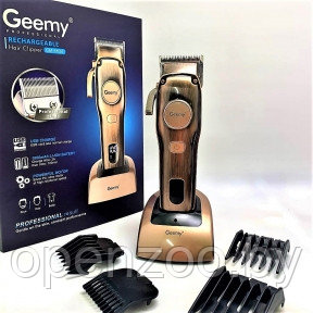 Машинка для стрижки Geemy GM-6626, Док-станция, 5V/1000mA, LED-дисплей, 4 насадки, регулировка длинны - фото 1 - id-p207593653